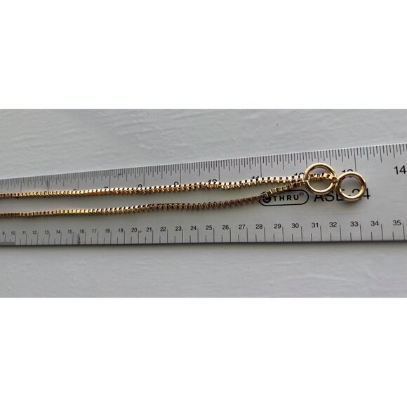 Gold-Tone Box Chain Necklace With Double Circle Pendant - Picture 5 of 6